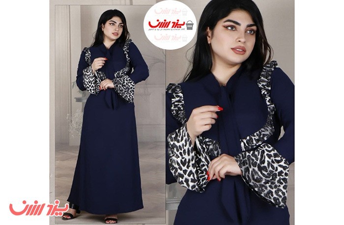 مانتوی زنانه یقه چین پلنگی جنس جودون درجه یک - ارسال رایگان در یزد ارزان