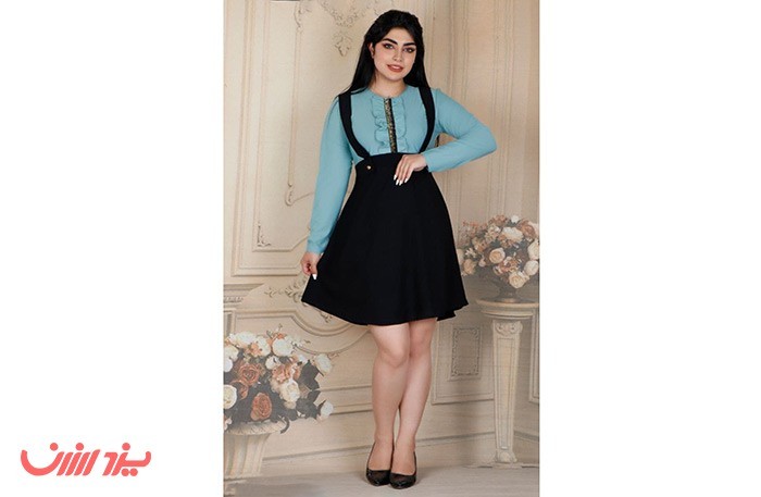 تونیک زنانه پیشبندی نوار طلایی جنس کرپ پلاس اعلا - ارسال رایگان در یزد ارزان